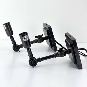 Rare Two Restoration Hardware Oil Rubbed Bronze Candlestick Swing Arm Sconces
